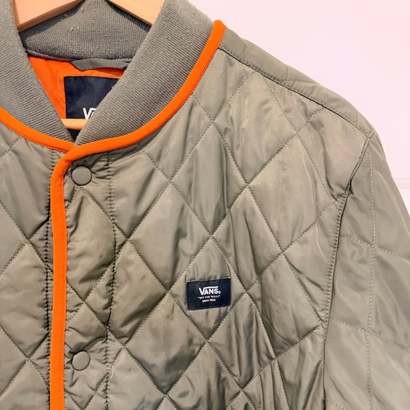 Vans Olive Quilted Jacket with Orange Trim - Picture 5 of 5